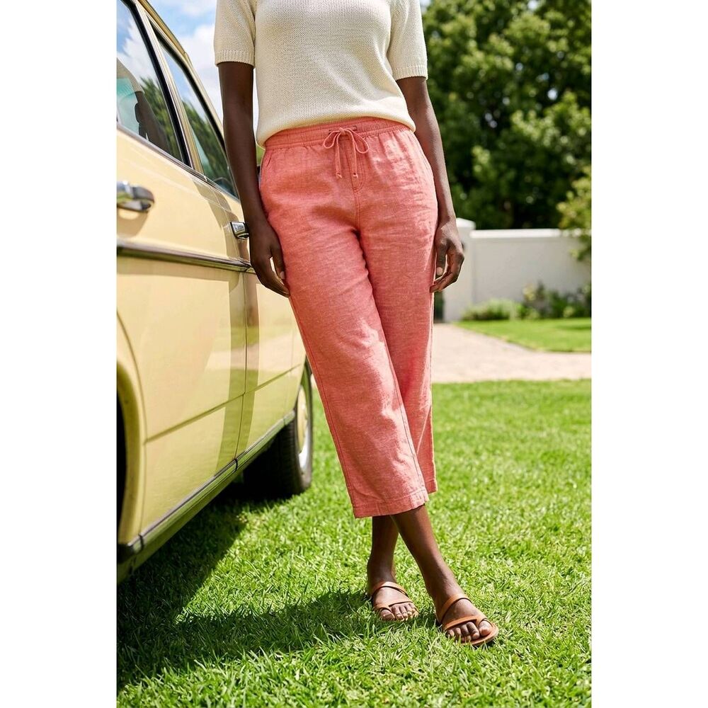 🔹️Dash Orange Linen Blend Cropped Pants Medium